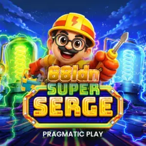Tampilan antarmuka slot Super Serge dengan karakter robot teknisi
